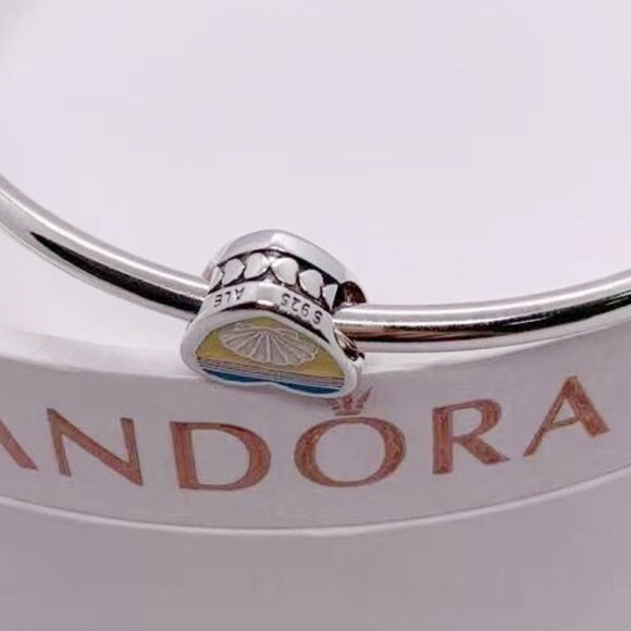 Pandora Cape May Seashell Beach Scene Charm Travel Heart Pendant - Picture 2 of 3